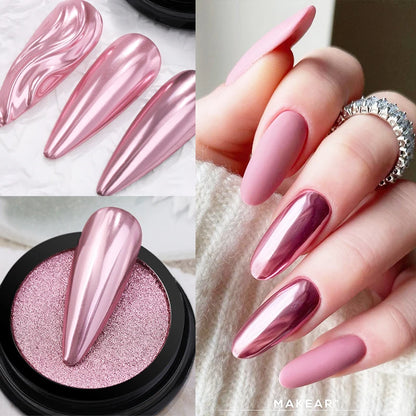 NICOLE DIARY Aurora Nail Powder Chrome Pigment Pearl Metallic Rubbing Dust Chameleon Effect Nail Art Glitter Manicure Decoration