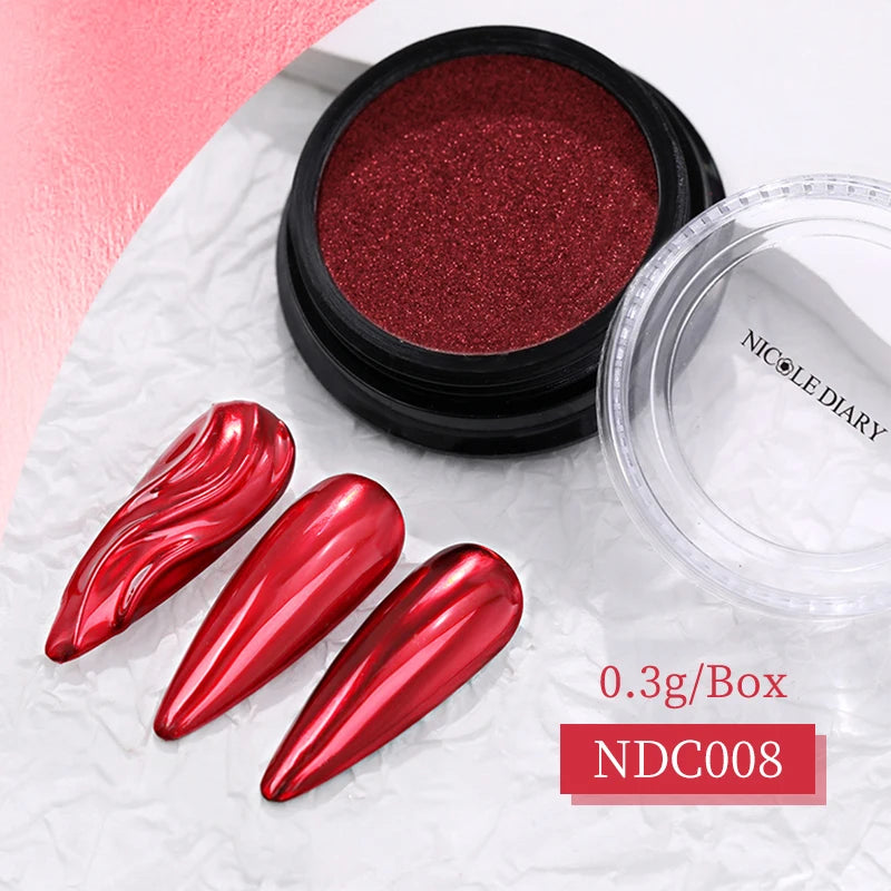 NICOLE DIARY Aurora Nail Powder White Chrome Pigment Pearl Rubbing Dust Mirror Effect Nail Art Glitter Manicure Nail Accessories