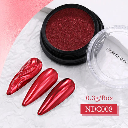 NICOLE DIARY Aurora Nail Powder White Chrome Pigment Pearl Rubbing Dust Mirror Effect Nail Art Glitter Manicure Nail Accessories