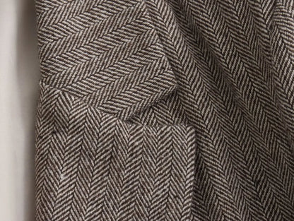 TRAFZA Women Vintage Herringbone Straight-Cut Blazer Lapel Buttons Pockets Blazer New 2024 Fall Winter Fashion Commuter Blazer