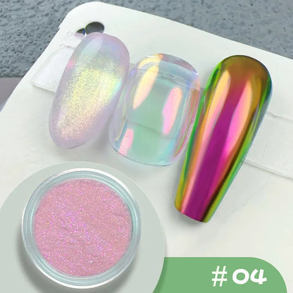 10g/Bottle Pearls White Nail Pigment Glitter Aurora Nail Powder Purple Chrome Glitter Pigment Dust UV Manicure Dip Powder