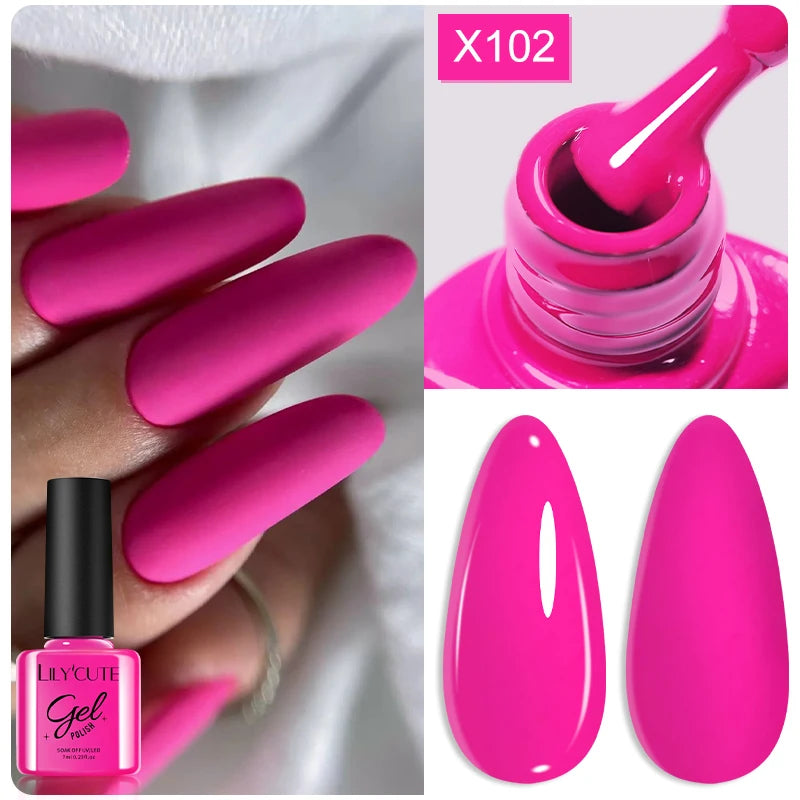 LILYCUTE 7ml Autumn Red Brown Gel Nail Polish 125 Colors All For Manicure Semi Permanent Soak Off Base Top Coat Nail Art Varnish