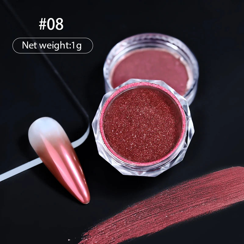 NICOLE DIARY 5g Aurora Pearl White Pink Nail Powder Chrome Pigments Metallic Rubbing Dust Moonlight Effect Nail Arts Decoration