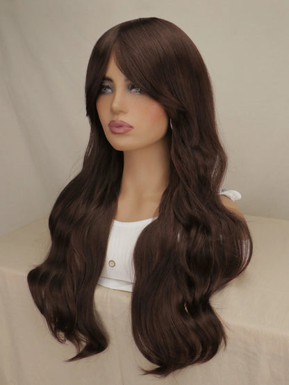 Women Long Wavy Cosplay Wig Red Rose Pink Black Blue Sliver Gray Brown Temperature Synthetic Hair Wigs