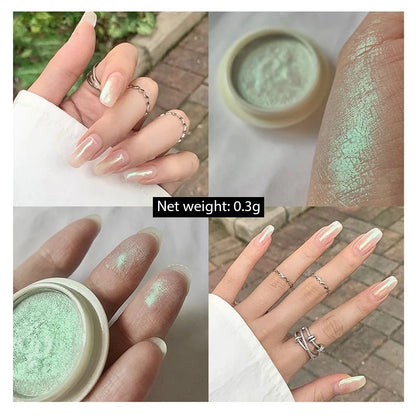 NICOLE DIARY 5g Aurora Pearl White Pink Nail Powder Chrome Pigments Metallic Rubbing Dust Moonlight Effect Nail Arts Decoration