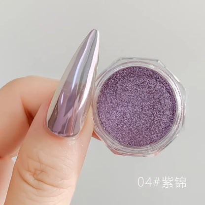 10g/Bottle Pearls White Nail Pigment Glitter Aurora Nail Powder Purple Chrome Glitter Pigment Dust UV Manicure Dip Powder