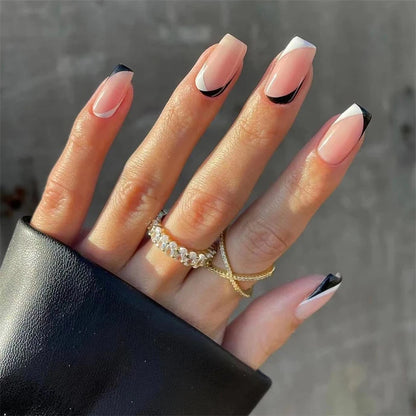 24Pcs White Ice Camellia Short False Nails Art Light Pink Sweet Girls Acrylic Press on Nails Full Cover Removable Fake Nail Set