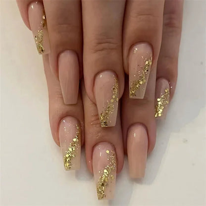 24Pcs Medium Long Acrylic Fake Nails Art Cool Spice Girls Wearing False Nails Set Press on Nail Tips Removable French Nails Fake