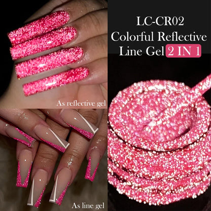 LILYCUTE  5ml Gold Sliver Metallic Liner Gel Nail Polish French Style Super Bright Mirror Pull Line Graffiti Painting Stripe Gel