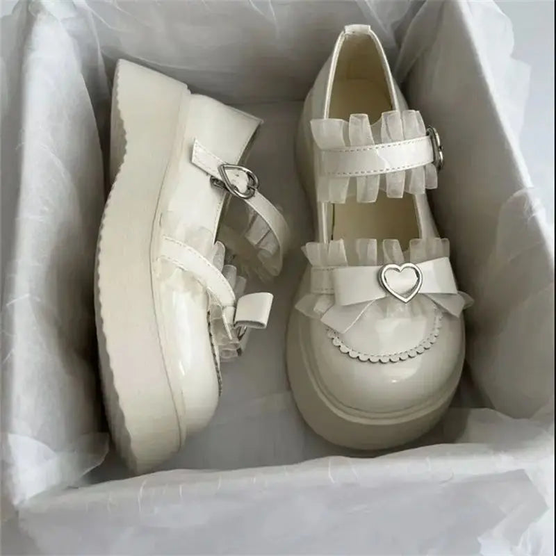 [Olmee] In Stock School Girl Jirai Kei Accessories Loafer Pumps JK Platform Shoes Japanese Leather Lolita Mine Style y2k Kawaii
