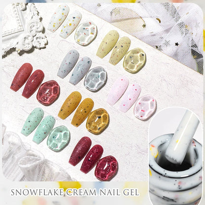 7ml Milky White Snowflake Cream Gel Nail Polish Pink Glitter Sequins Gel Semi Permanent Varnish Nails Art Design Soak Off UV LED