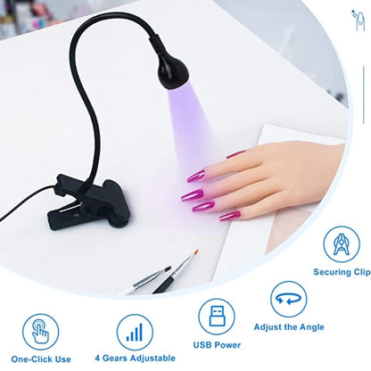 LED UV Light for Drying Gel Nail Polish Clip-On Flexible Desk Mini USB Nail Lamp Portable Nail Dryer Manicure Salon Tools