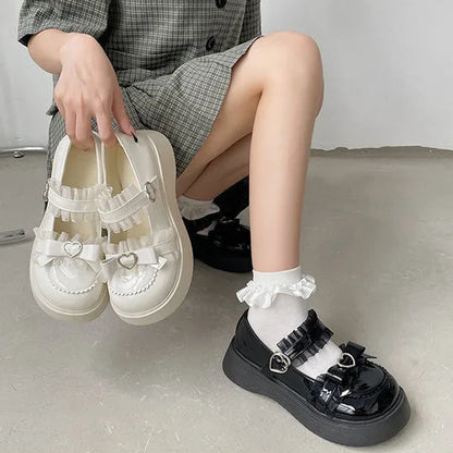 [Olmee] In Stock School Girl Jirai Kei Accessories Loafer Pumps JK Platform Shoes Japanese Leather Lolita Mine Style y2k Kawaii