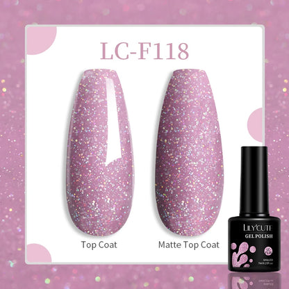 LILYCUTE 9D Rainbow Glitter Cat Magnetic Nail Gel Polish  Snowlight Semi Permanent Soak Off Sparkling Nail Varnish