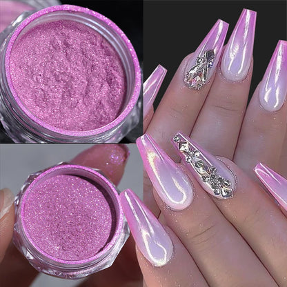 1 Box Pearl Aurora Nail Powder Purple Pink Blue Chrome Glitter Pigment Dust UV Gel Polish Nail Art Dipping Powder Manicure