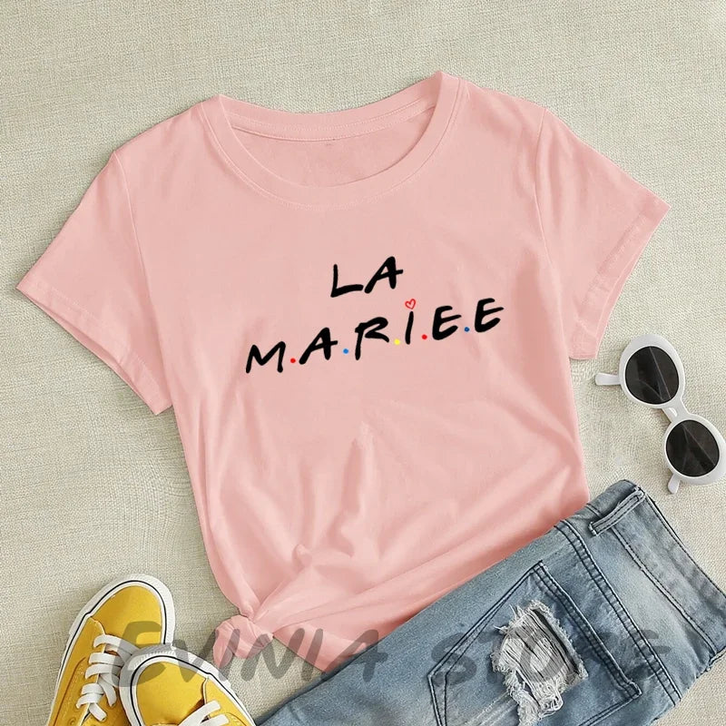 Bridal Party tops EVJF tshirt for bride team bridal shower gifts La Mariee French shirts Team Bride Bridesmaid matching T-shirts