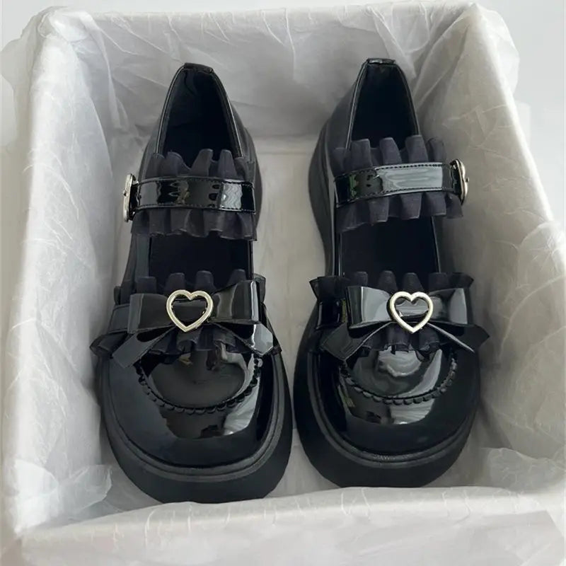 [Olmee] In Stock School Girl Jirai Kei Accessories Loafer Pumps JK Platform Shoes Japanese Leather Lolita Mine Style y2k Kawaii