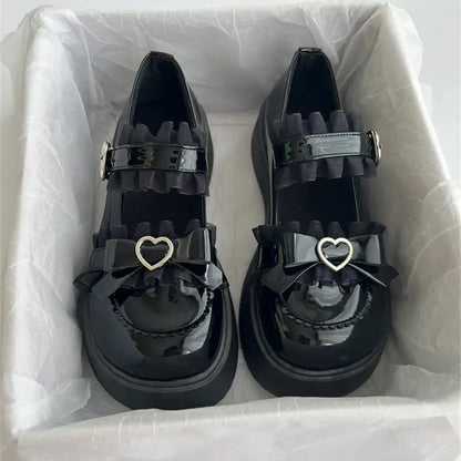 [Olmee] In Stock School Girl Jirai Kei Accessories Loafer Pumps JK Platform Shoes Japanese Leather Lolita Mine Style y2k Kawaii