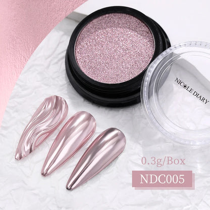 NICOLE DIARY Aurora Nail Powder White Chrome Pigment Pearl Rubbing Dust Mirror Effect Nail Art Glitter Manicure Nail Accessories
