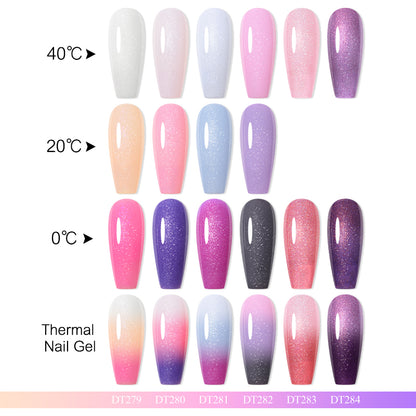 MEET ACROSS Autumn Winter Thermal Color Changing Gel Nail Polish Nude Brown 3-layers Color Changing Nail Art UV Gel Varnish 7ml