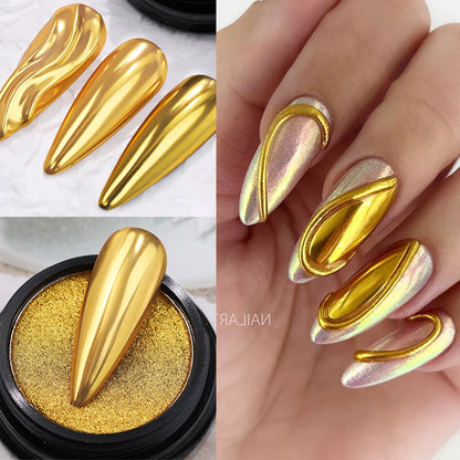 NICOLE DIARY Aurora Nail Powder Chrome Pigment Pearl Metallic Rubbing Dust Chameleon Effect Nail Art Glitter Manicure Decoration