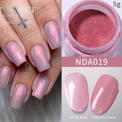 NICOLE DIARY Bright White Pearl Nail Powder Moonlight Plating Mirror Aurora Effect Pigments UV Gel Polish Chrome Dust Nail Decor