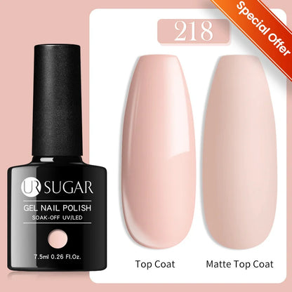 UR SUGAR 7.5ml Glitter Nude Color Nail Gel Polish Semi-permanent Varnish Soak Off Nail Art Base Top Coat UV LED Gel Manicure