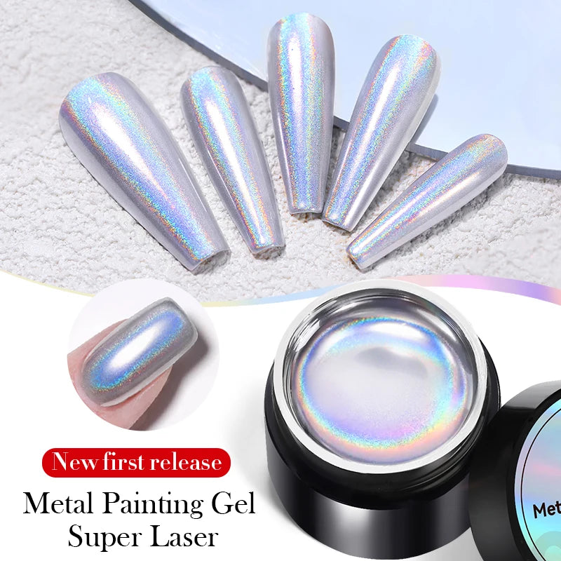 BORN PRETTY 5ml Super Sparkle Painting Gel Nail Polish Platinum Silver Gold Rose Glitter Graffiti Stripe Pull Line Nail UV Gel