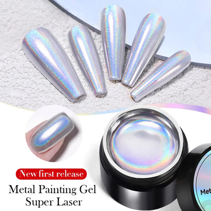 BORN PRETTY 5ml Super Sparkle Painting Gel Nail Polish Platinum Silver Gold Rose Glitter Graffiti Stripe Pull Line Nail UV Gel