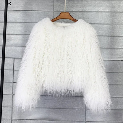 Women Fashion Faux Fur Coats Vintage Solid Loose Warm Flurry Coats Autumn Winter Lady Fashion Thick Streetwear Fur Jacket