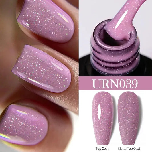 UR SUGAR 7.5ml Pink Shiny Glitter Color Gel Nail Polish Semi-permanent Varnish Base Gel Top Coat Soak Off UV LED Nail Art