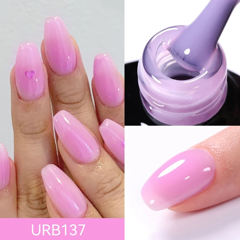 UR SUGAR 7ml Nude Pink Glitter Rubber Base Gel Polish Sparking Sequins Semi Permanent Soak Off Nail Art Varnish All For Manicure