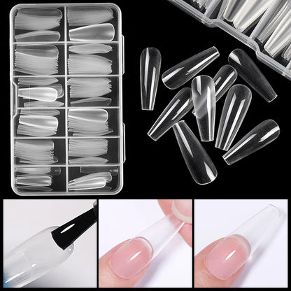 120Pcs False Full Nail Tips Quick Building Mold Tips Nail Dual Forms Finger Extension Nail Art UV extension Easy Find Nail Tools