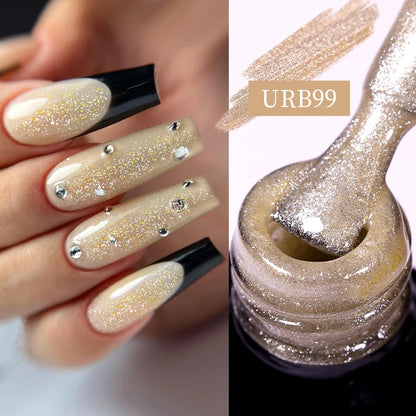 UR SUGAR 7ml Nude Pink Glitter Rubber Base Gel Polish Sparking Sequins Semi Permanent Soak Off Nail Art Varnish All For Manicure