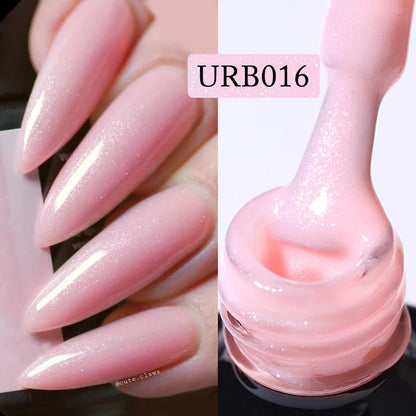 UR SUGAR 7ml Nude Pink Glitter Rubber Base Gel Polish Sparking Sequins Semi Permanent Soak Off Nail Art Varnish All For Manicure