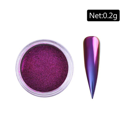 NICOLE DIARY Aurora Nail Powder Chrome Pigment Pearl Metallic Rubbing Dust Chameleon Effect Nail Art Glitter Manicure Decoration