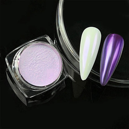 NICOLE DIARY Bright White Pearl Nail Powder Moonlight Plating Mirror Aurora Effect Pigments UV Gel Polish Chrome Dust Nail Decor