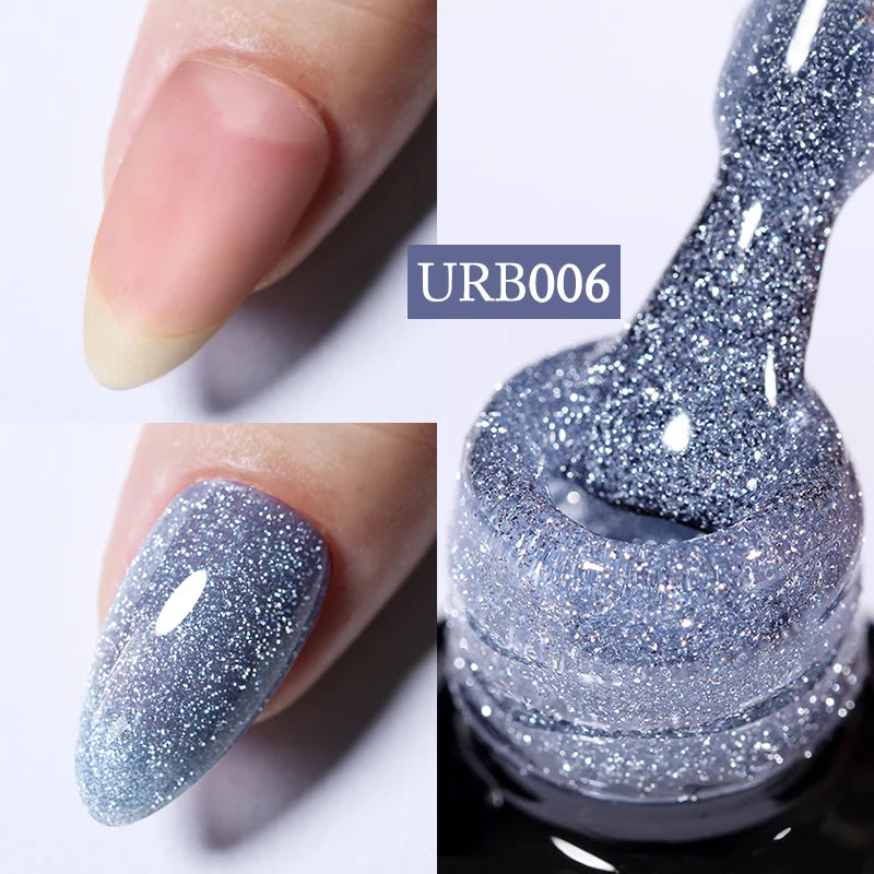 UR SUGAR 7ml Aurora Rubber Base Gel Nail Polish Sparking Glitter Chrome Semi Permanent Soak Off UV LED Nail Art Supplies Vernis