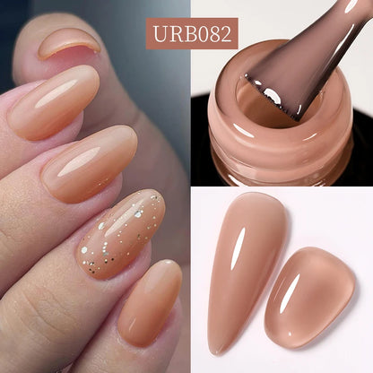 UR SUGAR 7ml Nude Pink Glitter Rubber Base Gel Polish Sparking Sequins Semi Permanent Soak Off Nail Art Varnish All For Manicure