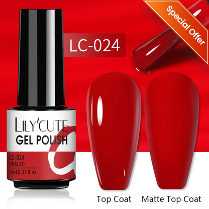 LILYCUTE 7ml Autumn Red Brown Gel Nail Polish 125 Colors All For Manicure Semi Permanent Soak Off Base Top Coat Nail Art Varnish