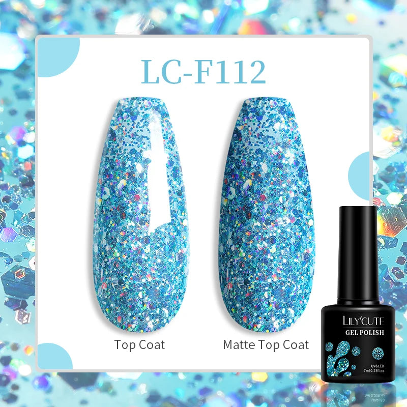 LILYCUTE Nude Glitter Color Sparkling Gel Nail Polish Spring Long Lasting For Manicure Soak Off Nail Base Top Coat Gel Varnish