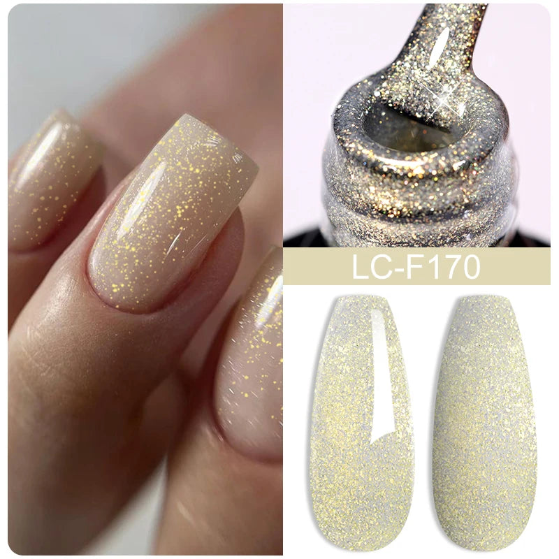 LILYCUTE Nude Glitter Color Sparkling Gel Nail Polish Spring Long Lasting For Manicure Soak Off Nail Base Top Coat Gel Varnish