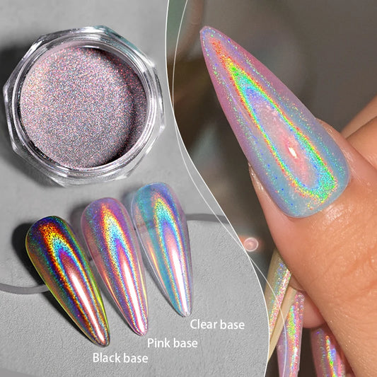 1 Box Laser Shining Rainbow Nail Glitter Ultra Fine Sparkly Holographics Nail Powder Rub Dusts Dazzling Glitter Chrome Pigments