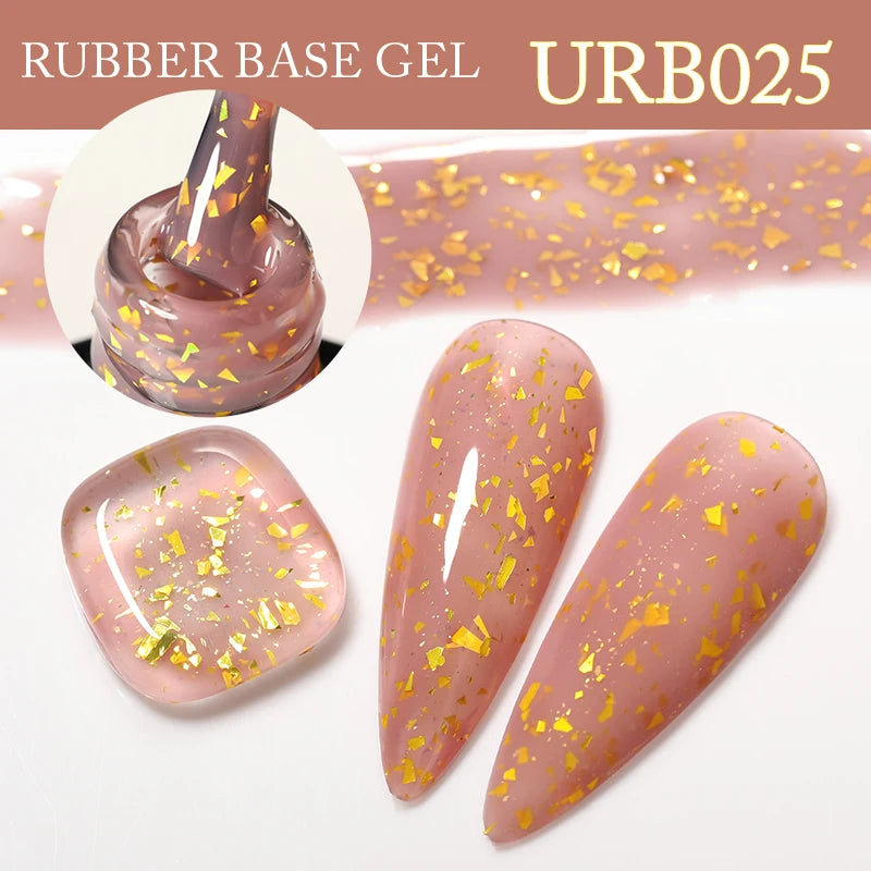 UR SUGAR 7ml Nude Pink Glitter Rubber Base Gel Polish Sparking Sequins Semi Permanent Soak Off Nail Art Varnish All For Manicure