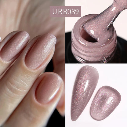 UR SUGAR 7ml Nude Pink Glitter Rubber Base Gel Polish Sparking Sequins Semi Permanent Soak Off Nail Art Varnish All For Manicure