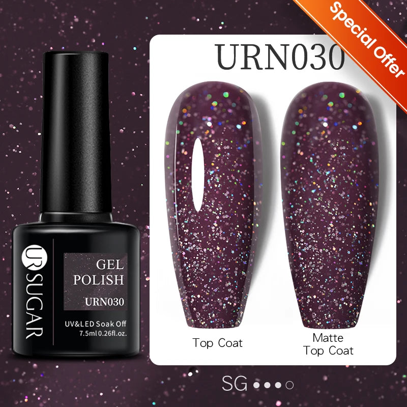 UR SUGAR 7.5ml Glitter UV Gel Nail Polish Glitter Sequins Soak Off UV Gel Varnish Colorful Nail Gel Polish DIY Nail Art Polish