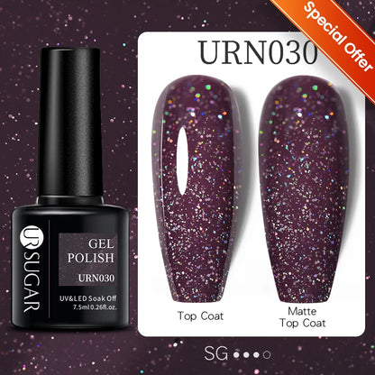 UR SUGAR 7.5ml Glitter UV Gel Nail Polish Glitter Sequins Soak Off UV Gel Varnish Colorful Nail Gel Polish DIY Nail Art Polish