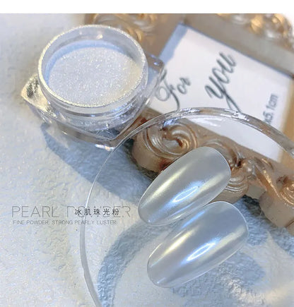 10g/Bottle Pearls White Nail Pigment Glitter Aurora Nail Powder Purple Chrome Glitter Pigment Dust UV Manicure Dip Powder
