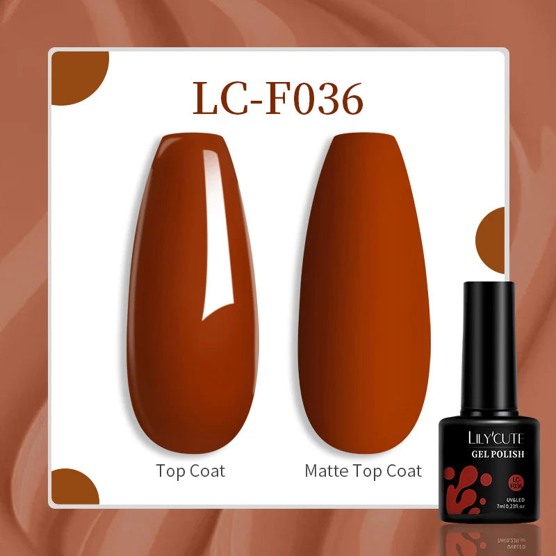 LILYCUTE 7ML Gel Nail Polish Brown Earth Coffee Color Series Semi Permanent UV Gel Chocolate Autumn Winter Nail Art Gel Varnish