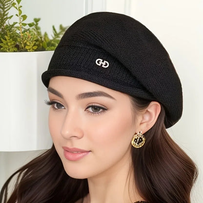 1pc, Women's Stretchy Fleece Beanie Hat with Pocket, Soft and Cozy Acrylic Knit Cap for Autumn and Winter